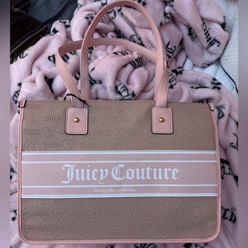 NWT Juicy Couture Pink and Tan Logo Tote
